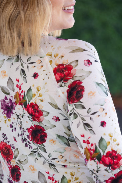 IN STOCK Blair Long Sleeve Top - Burgundy Bloom