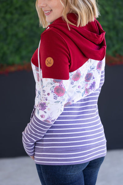 IN STOCK Colorblock Fullzip - Burgundy, Burgundy Bloom, and Plum Stripes FINAL SALE