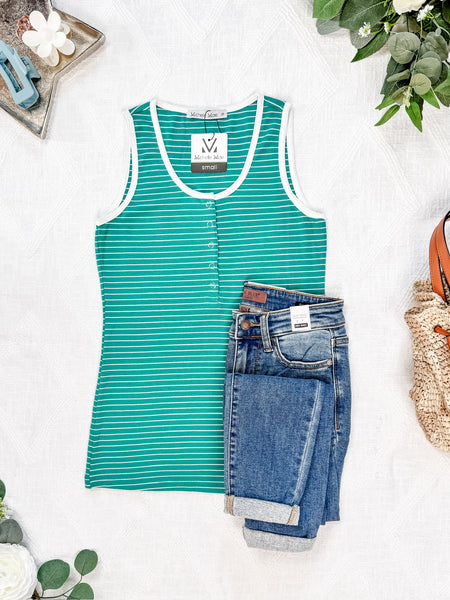 IN STOCK Shiloh Button Snap Tank - Green