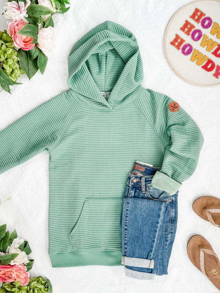 IN STOCK Tatum Textured Pullover Hoodie - Sea Green