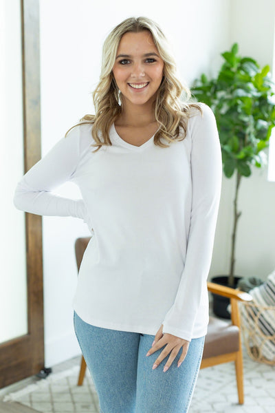 IN STOCK Leah Long Sleeve Top - White FINAL SALE