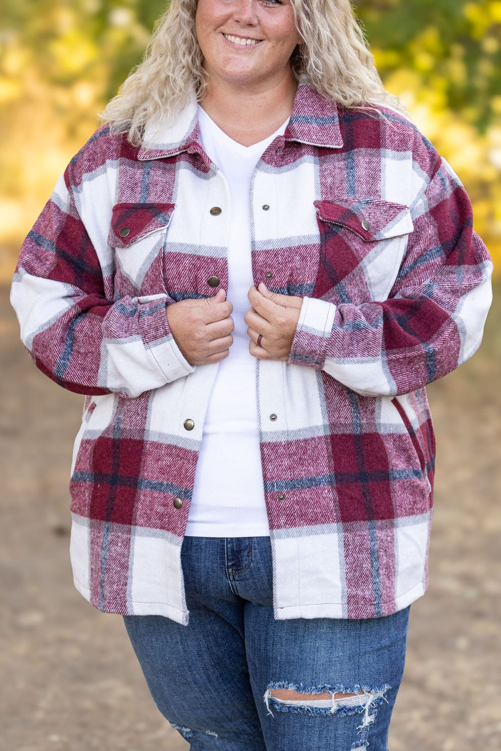 IN STOCK Norah Plaid Shacket - Merlot and Grey Mix | Women's Shacket