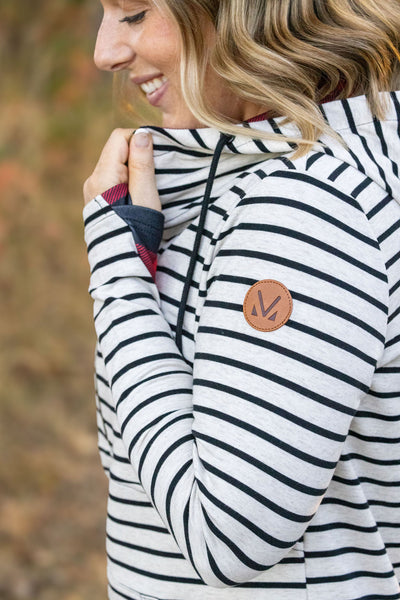 IN STOCK HalfZip Hoodie - Oatmeal Stripes and Buffalo Plaid FINAL SALE