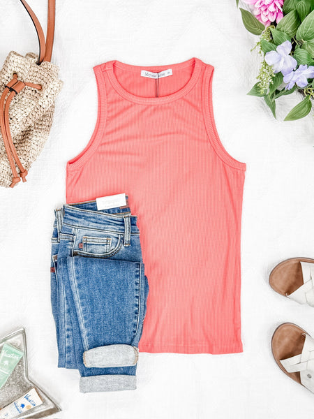 IN STOCK Tara Ribbed Tank - Coral