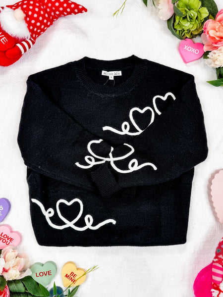 IN STOCK Black Hearts Sweater FINAL SALE