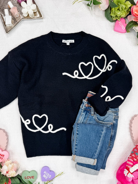 IN STOCK Black Hearts Sweater FINAL SALE