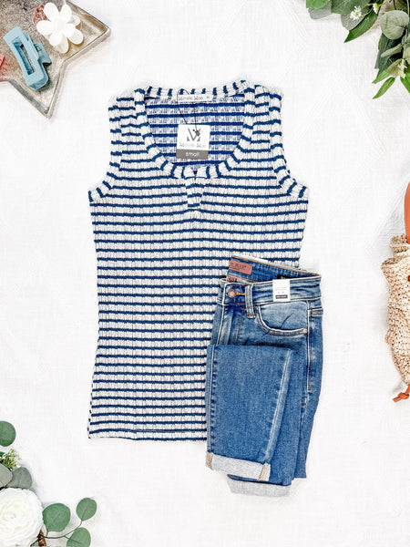 IN STOCK Stella Striped Tank - Navy