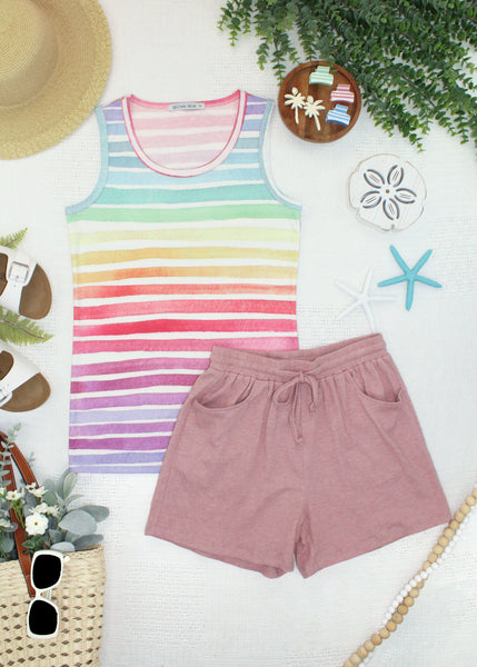 IN STOCK Ava Tank - Rainbow Stripes