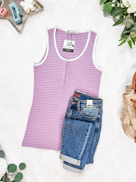 IN STOCK Shiloh Button Snap Tank - Purple