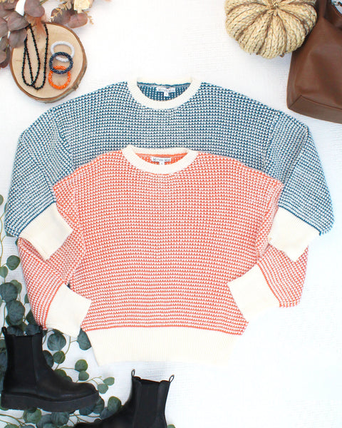 IN STOCK Charlotte Sweater - Orange and Ivory