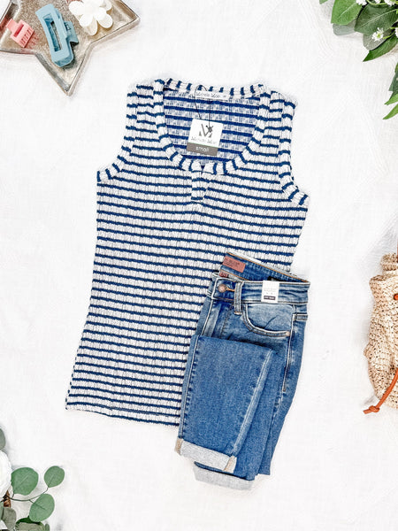 IN STOCK Stella Striped Tank - Navy