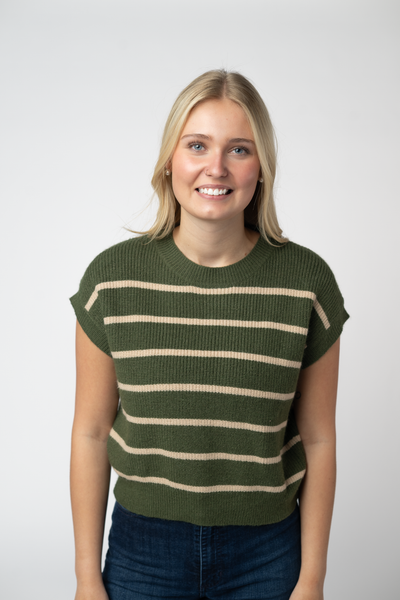 IN STOCK Striped Sweater Top - Olive and Tan FINAL SALE