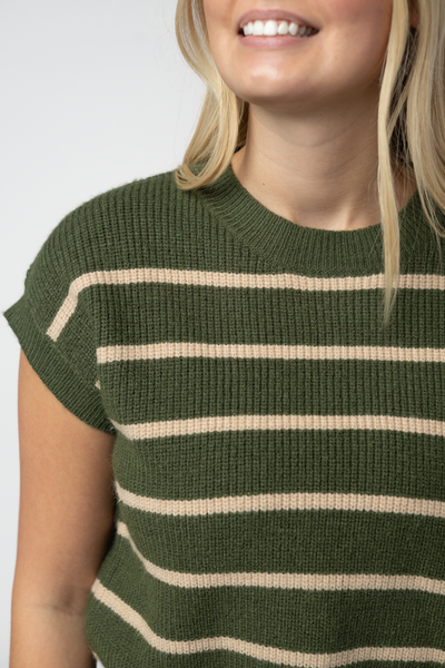 IN STOCK Striped Sweater Top - Olive and Tan FINAL SALE