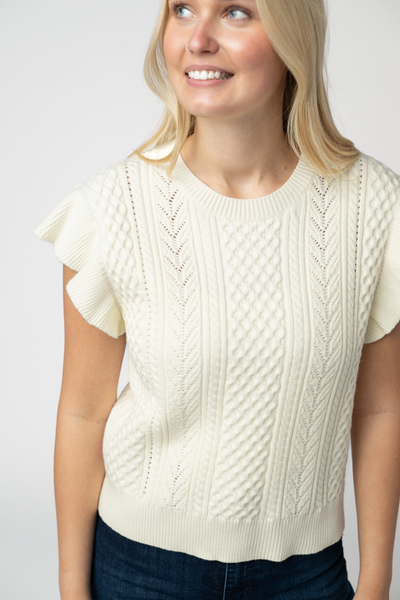 IN STOCK Felicity Flutter Sweater Top - Ivory FINAL SALE