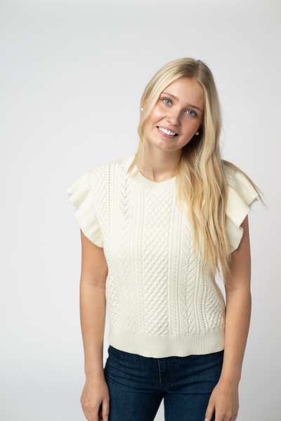 IN STOCK Felicity Flutter Sweater Top - Ivory FINAL SALE