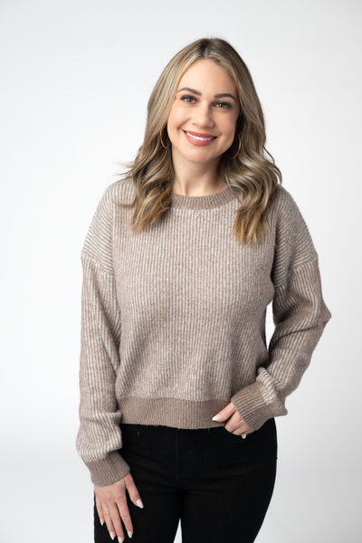IN STOCK Josie Cozy Crew Sweater - Mocha FINAL SALE