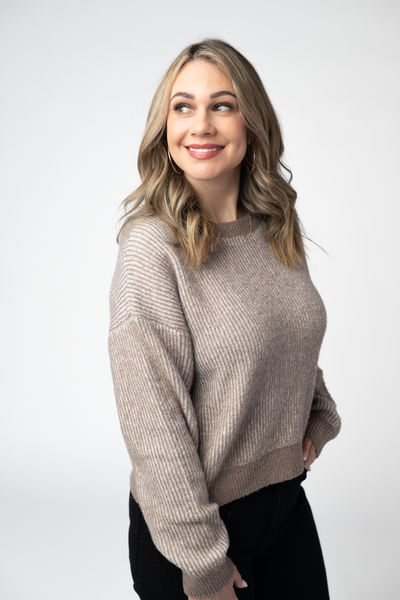 IN STOCK Josie Cozy Crew Sweater - Mocha FINAL SALE