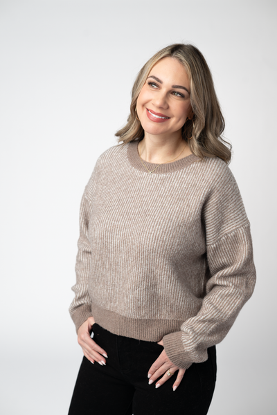 IN STOCK Josie Cozy Crew Sweater - Mocha FINAL SALE
