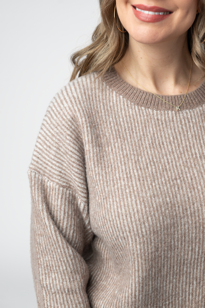 IN STOCK Josie Cozy Crew Sweater - Mocha FINAL SALE