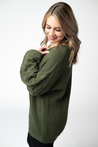 IN STOCK Talina Textured Sweater - Olive FINAL SALE