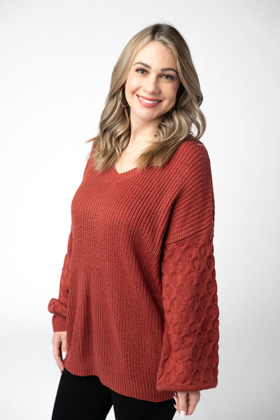 IN STOCK Talina Textured Sweater - Brick FINAL SALE