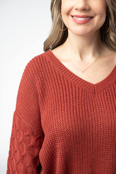 IN STOCK Talina Textured Sweater - Brick FINAL SALE
