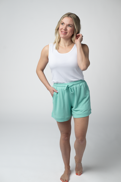 IN STOCK Weslie Waffle Shorts - Turquoise