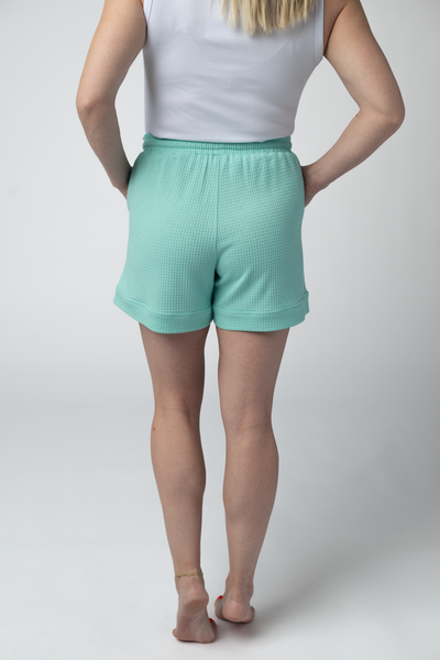 IN STOCK Weslie Waffle Shorts - Turquoise