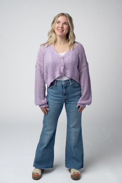 IN STOCK Callie Cropped Cardigan - Lavender FINAL SALE