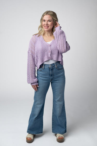 IN STOCK Callie Cropped Cardigan - Lavender FINAL SALE