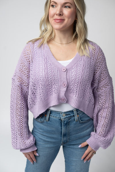IN STOCK Callie Cropped Cardigan - Lavender FINAL SALE