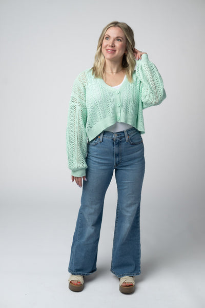 IN STOCK Callie Cropped Cardigan - Mint FINAL SALE