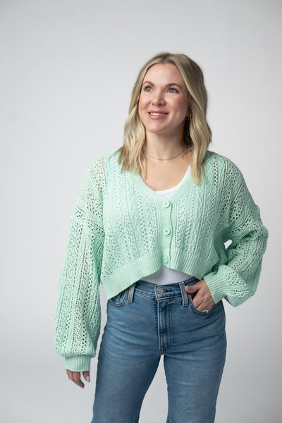 IN STOCK Callie Cropped Cardigan - Mint FINAL SALE
