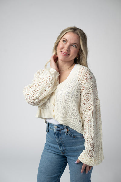 IN STOCK Callie Cropped Cardigan - Ivory FINAL SALE