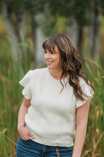 IN STOCK Felicity Flutter Sweater Top - Ivory FINAL SALE