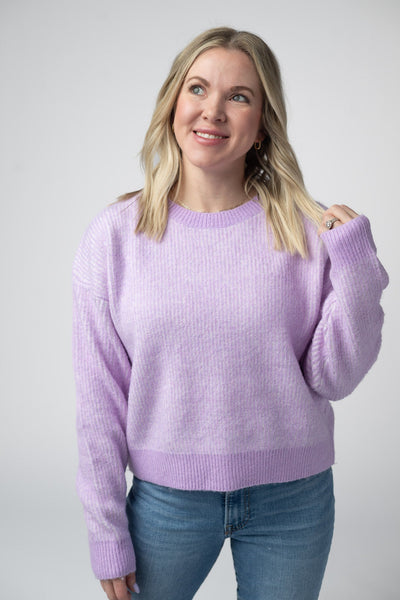 IN STOCK Josie Cozy Crew Sweater - Lavender FINAL SALE