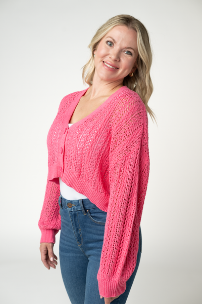 IN STOCK Callie Cropped Cardigan - Pink FINAL SALE