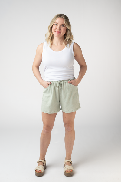 IN STOCK Candice Crinkle Shorts - Light Green