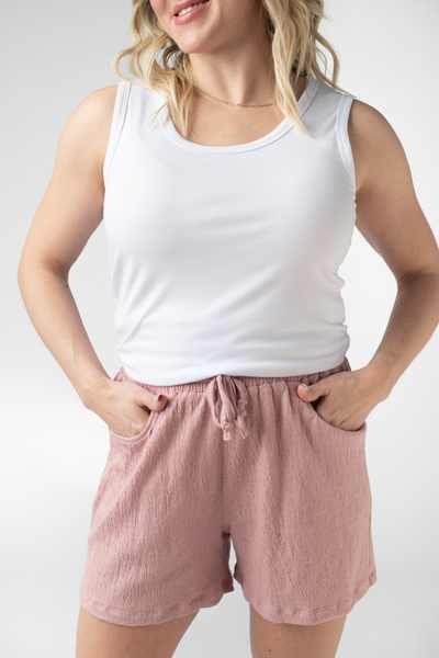 IN STOCK Candice Crinkle Shorts - Dusty Rose