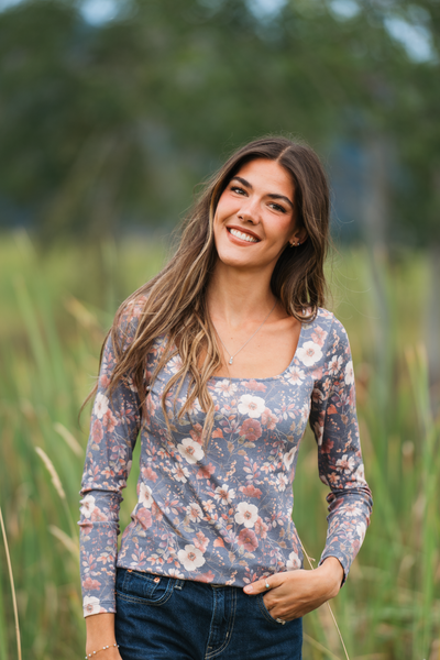 IN STOCK Alyssa Long Sleeve Top - Blushwood Floral