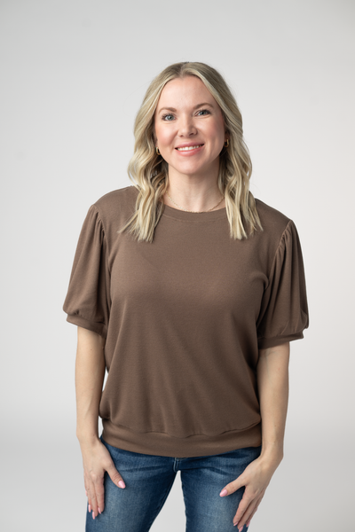 IN STOCK Katie Cozy Top - Mocha FINAL SALE