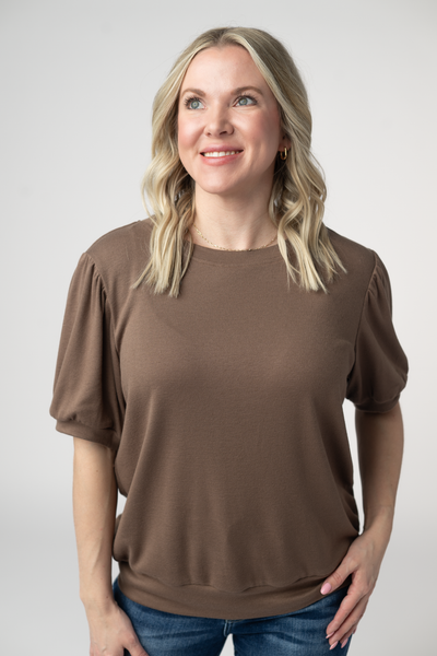 IN STOCK Katie Cozy Top - Mocha FINAL SALE