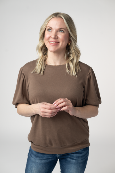 IN STOCK Katie Cozy Top - Mocha FINAL SALE