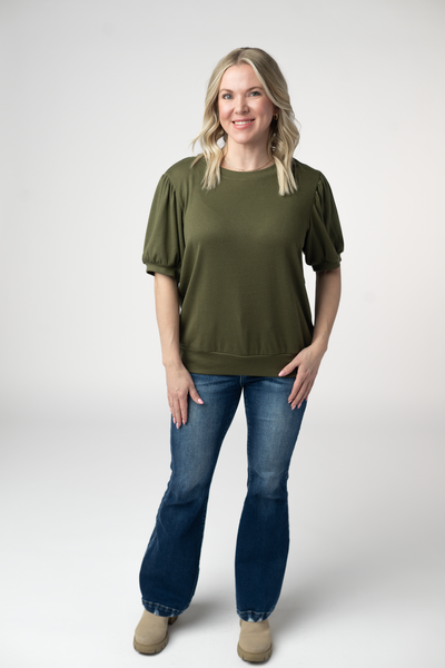 IN STOCK Katie Cozy Top - Olive FINAL SALE