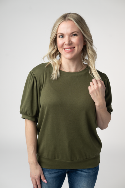 IN STOCK Katie Cozy Top - Olive FINAL SALE