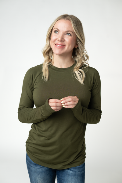 IN STOCK Blair Long Sleeve Top - Dark Olive