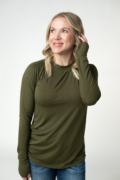 IN STOCK Blair Long Sleeve Top - Dark Olive