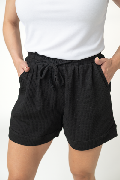 IN STOCK Weslie Waffle Shorts - Black