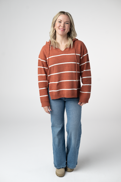 IN STOCK Maddie Striped Hoodie - Pumpkin Spice FINAL SALE