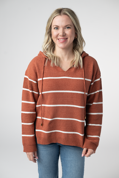 IN STOCK Maddie Striped Hoodie - Pumpkin Spice FINAL SALE